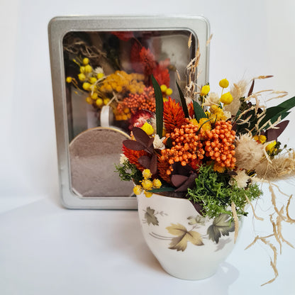 Limited Edition Teacup Floristry Craft Kit - Woodland Leaves Bouquet