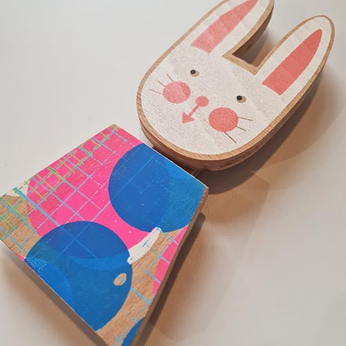Fiona Wilson Mini Wooden Plaque: White Bunny