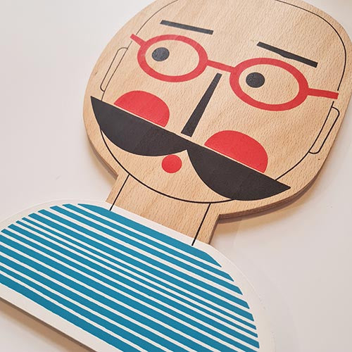Fiona Wilson Wooden Plaque: Mr Moustache