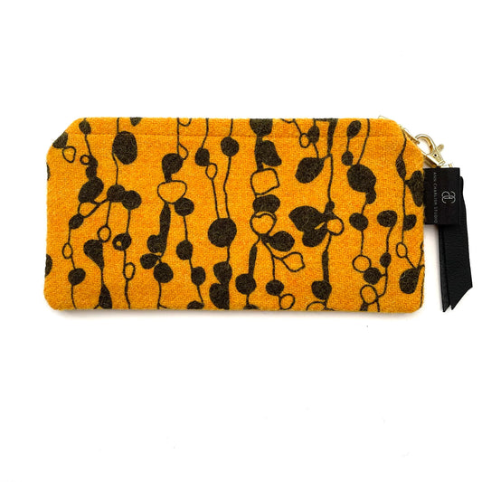 Ann Charlish| Poppy Silkscreen Printed Harris Tweed Pouch Yellow