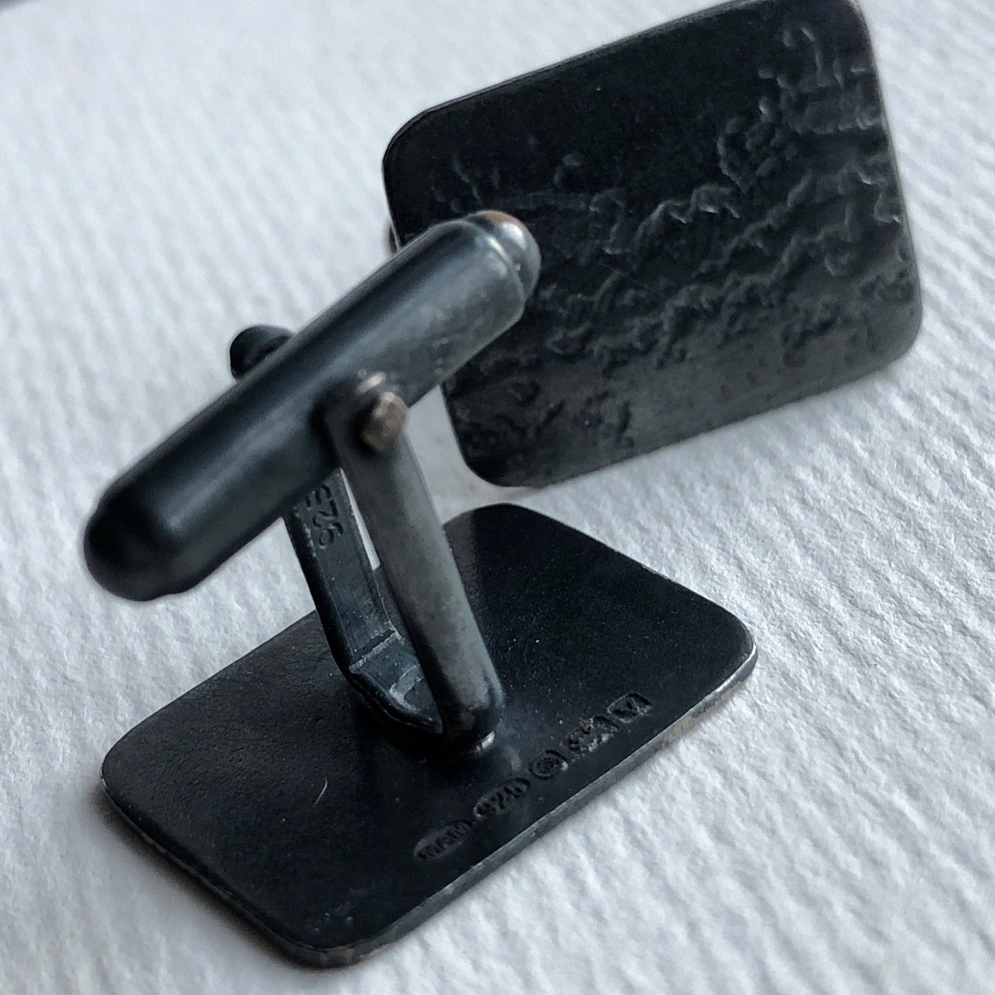 Nottingham Lace Oxidised Rectangle Cufflinks