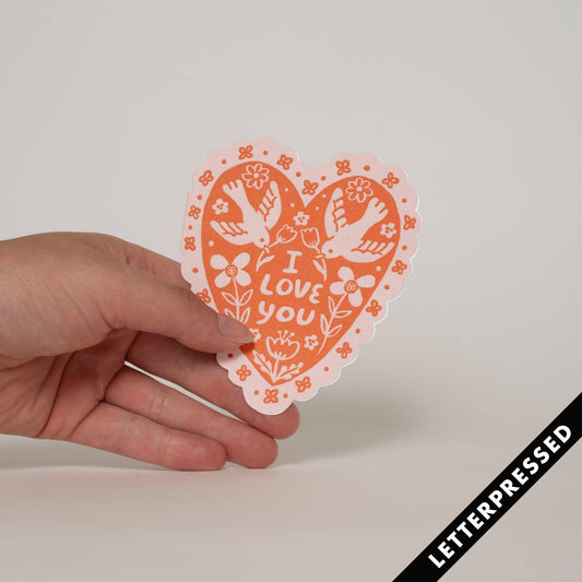 Egg Press Love Birds Heart Card