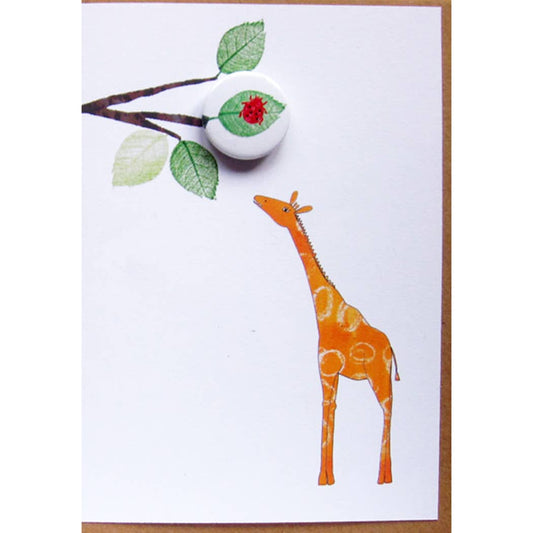 The Black Rabbit Giraffe Greeting card with badge