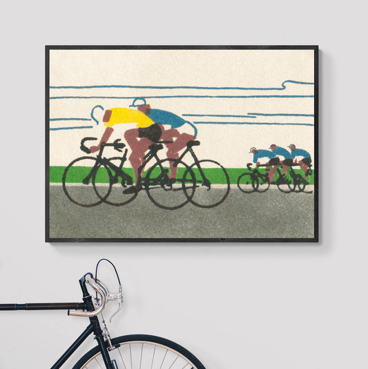 Retro Cycling Print | Tour de France | Yellow Jersey Gift