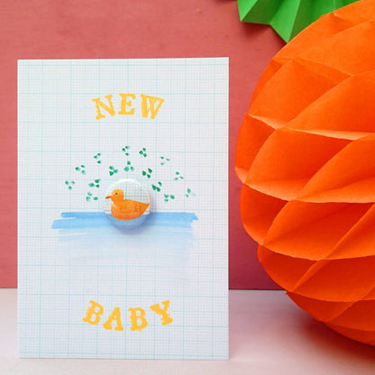 The Black Rabbit| New Baby Duckling - Greeting card with badge