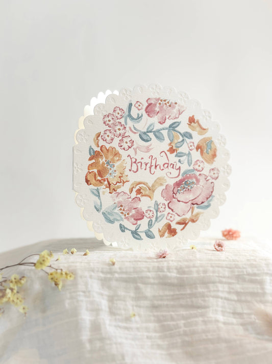 Birthday blossom - circular embossed card