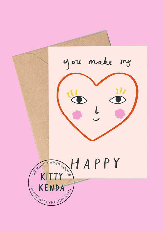 Kitty Kenda You Make My <3 Happy Eco Greeting Card