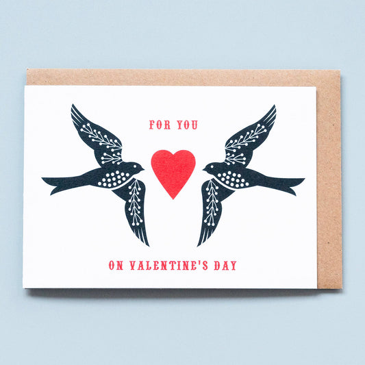Swallows Valentine's Day greeting card