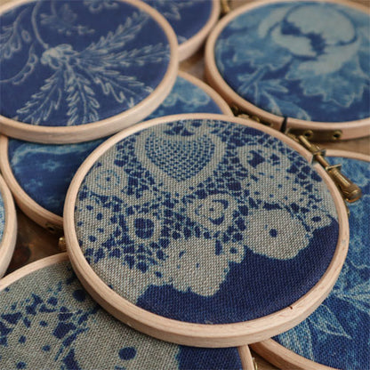 Cyanotype | Nottingham Heritage Embroidery Craft Kit: 3 Hoops