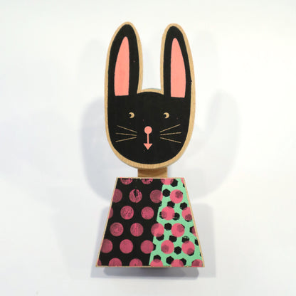 Black Bunny Mini Wall Plaque by Fiona Wilson