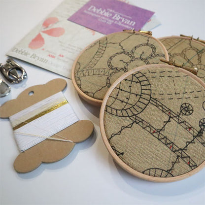 Lace Drawings | Nottingham Heritage Embroidery Craft Kit: 3 Hoops