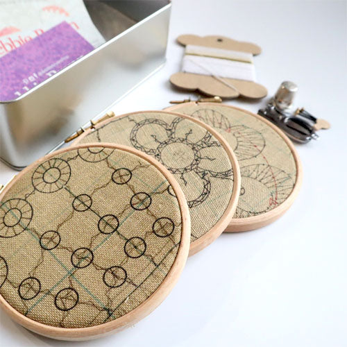 Lace Drawings | Nottingham Heritage Embroidery Craft Kit: 3 Hoops