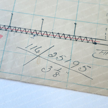 Measurement tool with grid background and measurements written on it