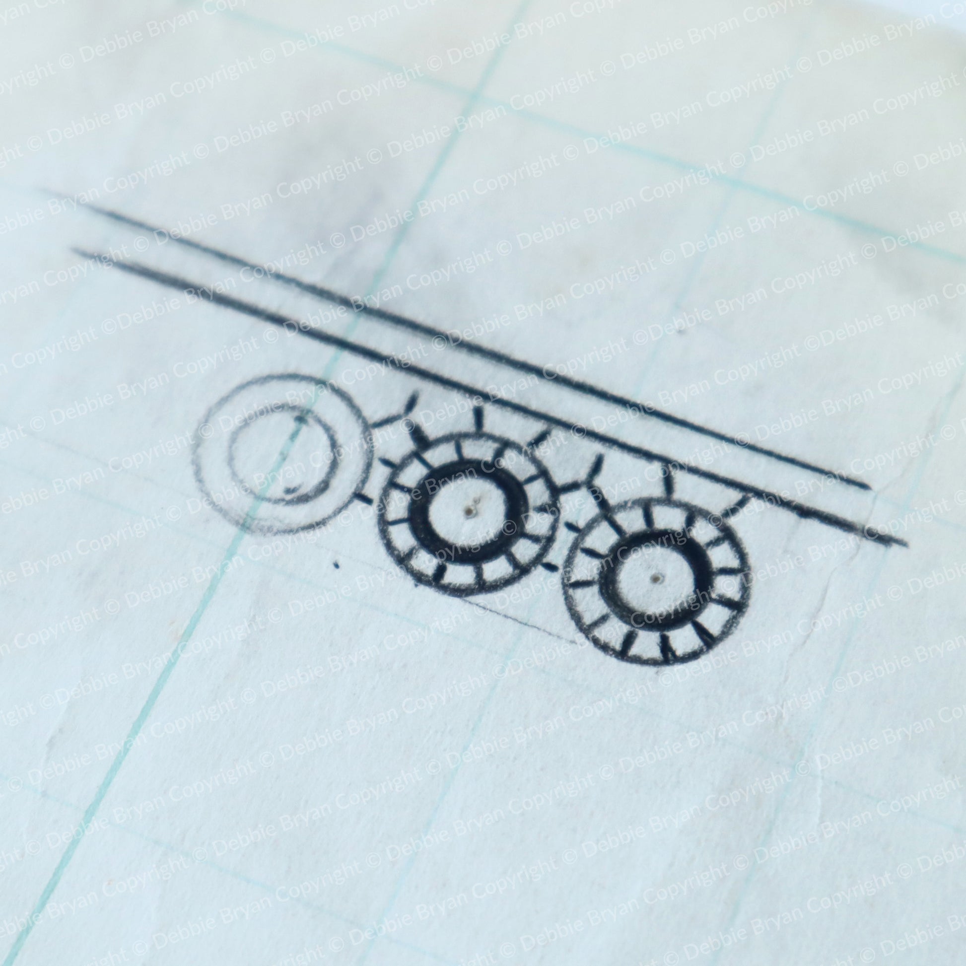 Technical drawing of a lace pattern  on graph paper