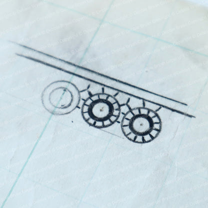 Technical drawing of a lace pattern  on graph paper