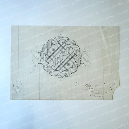 Technical drawing of a knot on a light blue background
