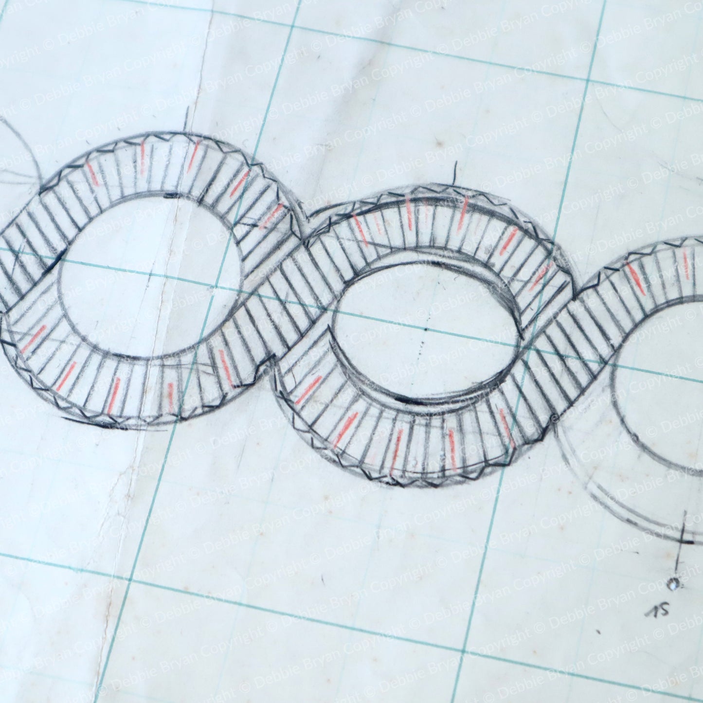 Technical drawing of a mechanical component on graph paper