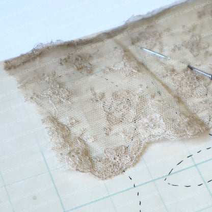 Close up of Nottingham Lace Draughtsman Drawing 46/25172 on a white background