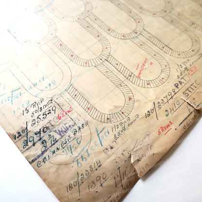 Vintage document with handwritten notes and diagrams on a white background