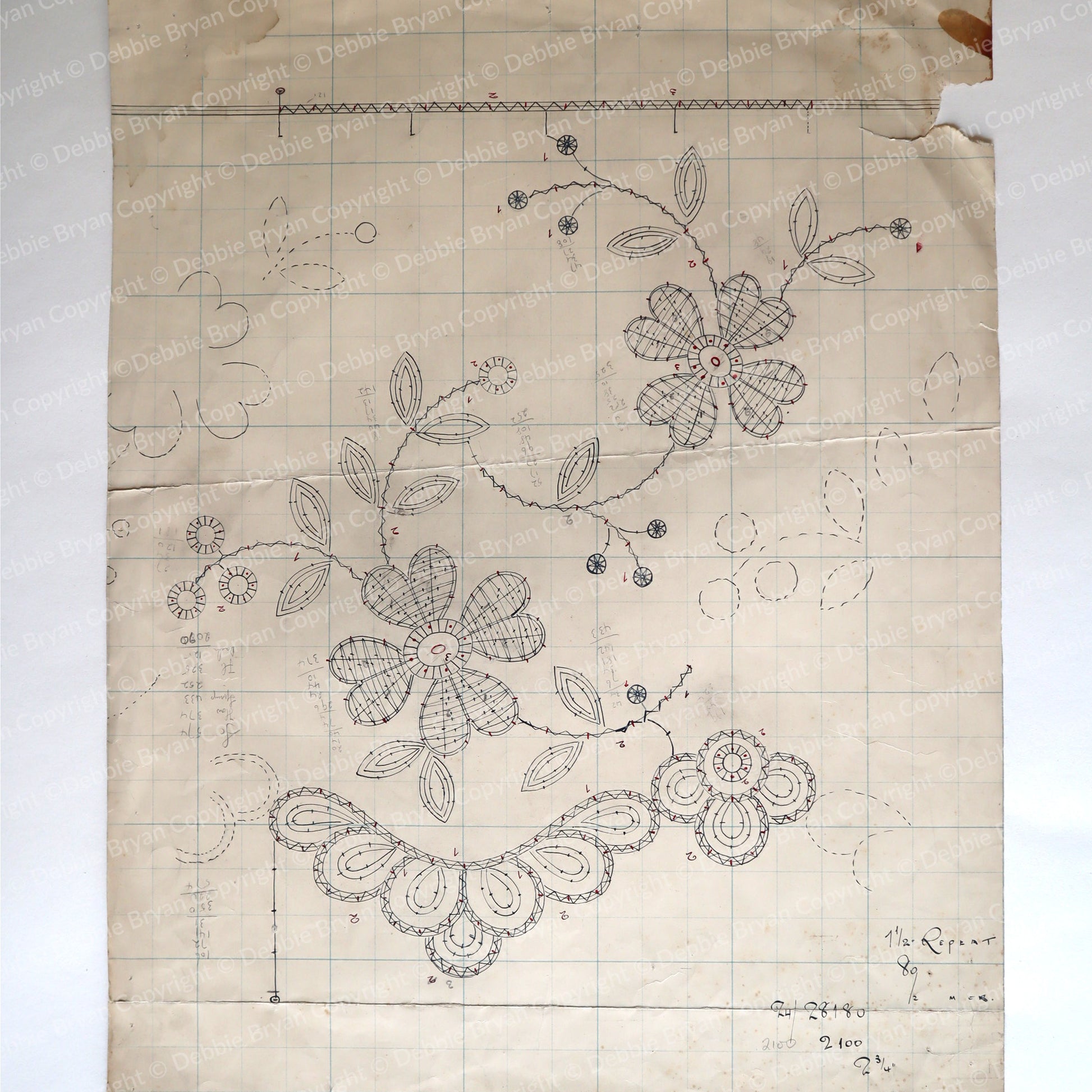 Floral lace design on a textured paper background