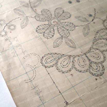 Floral lace design on a textured paper background