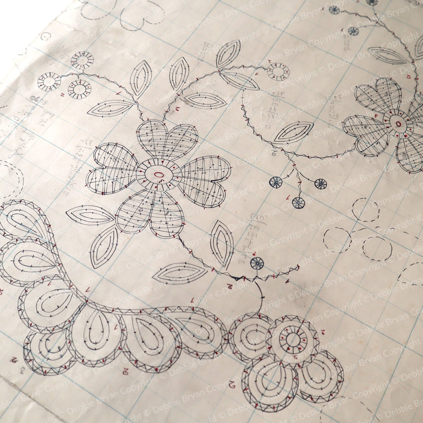 Floral lace design on a textured paper background