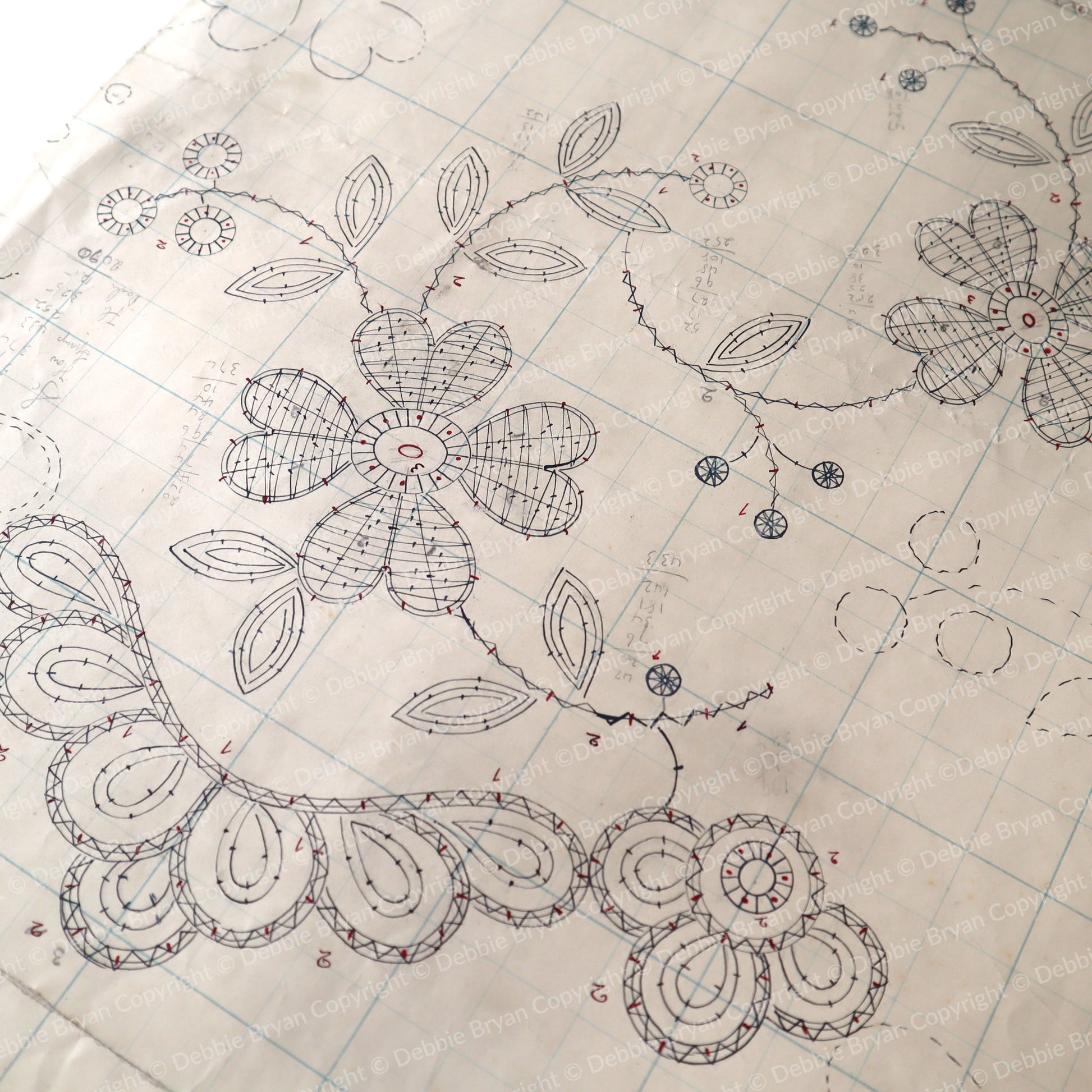 Floral lace design on a textured paper background