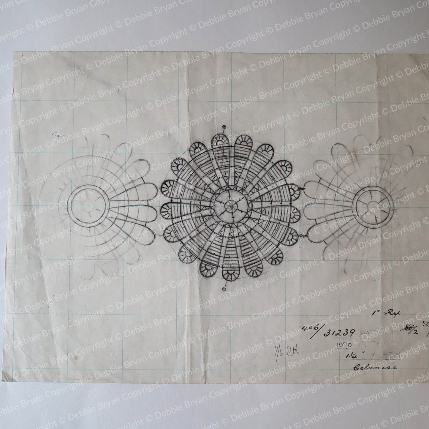Designs of crochet doilies on a textured paper background