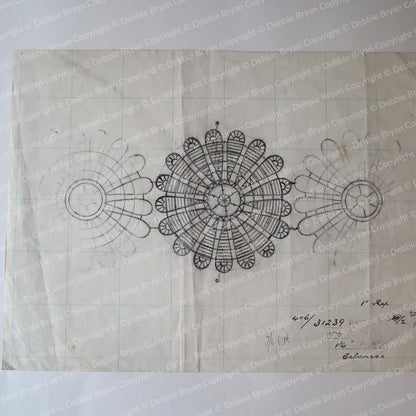 Designs of crochet doilies on a textured paper background