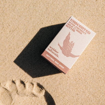 Soap box packaging on a sand background