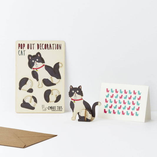 The Pop-out Card Company - Black & White Cat Greeting Card