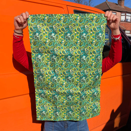 The Neighbourhood Threat Green Paisley Print Tea Towel