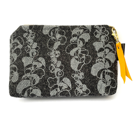 Ann Charlish| Leanne Silkscreen Printed Harris Tweed Pouch Black