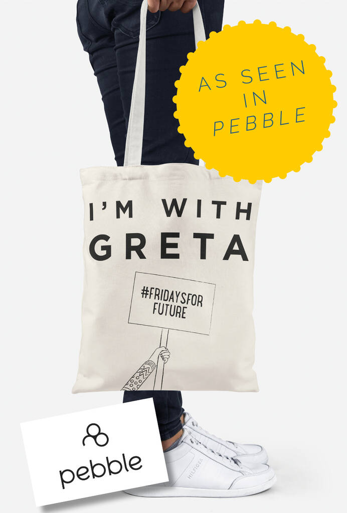 I'm With Greta Recycled Fabric Slogan Tote In Black