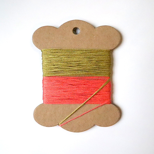 Embroidery Threads pear green & coral